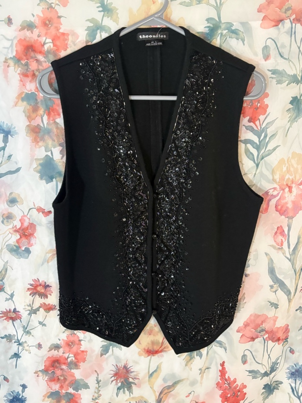 Vintage Theo Miles Black Beaded Embellished Vest